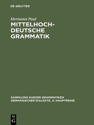 cover image of Mittelhochdeutsche Grammatik